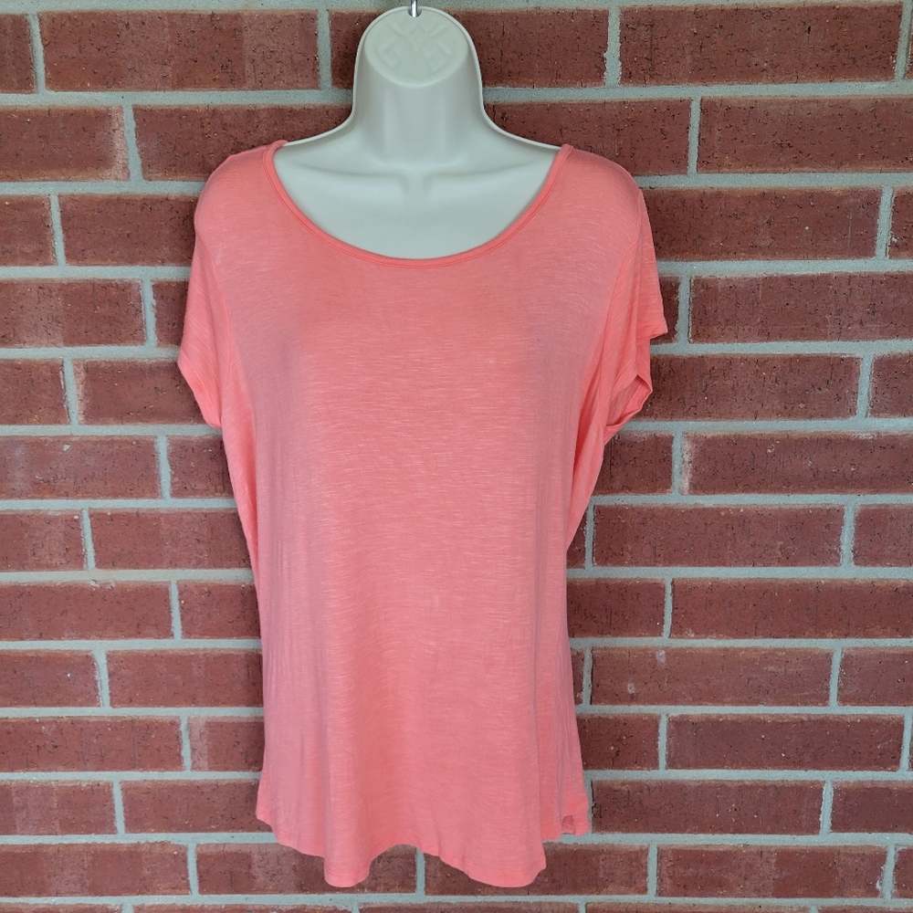 St. John’s Bay Active Petite PXL Coral Strappy Back Short Sleeve Top #317